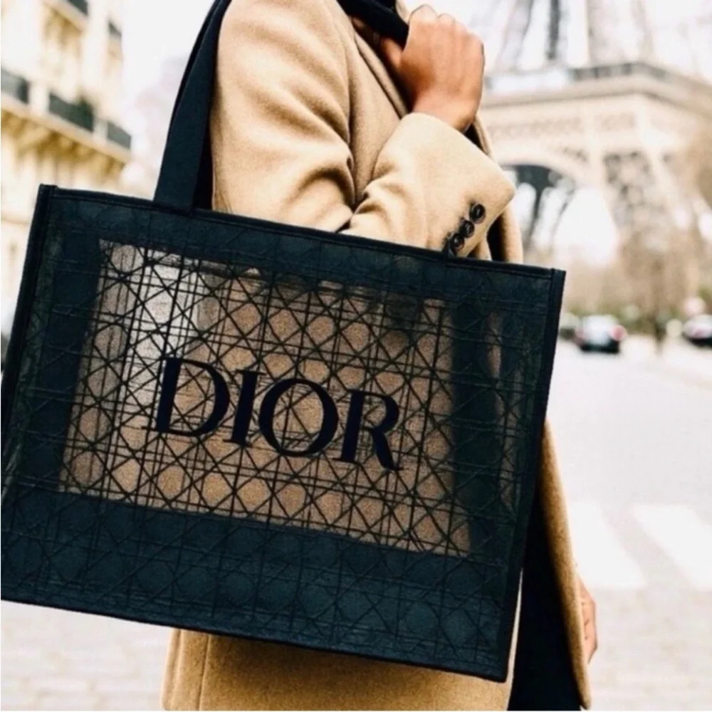 DIOR Beauty Black Mesh Tote Bag New - Picture 1 of 6